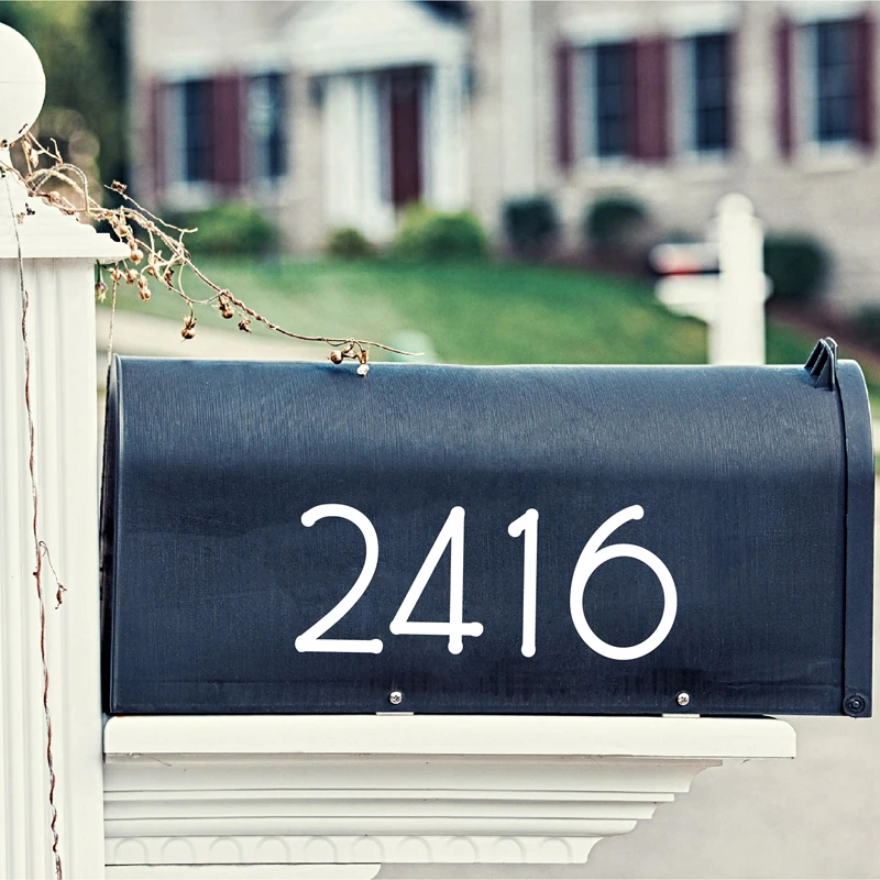 Personalized Mailbox Address Number Sticker , Outdoor Home Front Door Postbox Decoration Custom Street Number Vinyl Art Decals