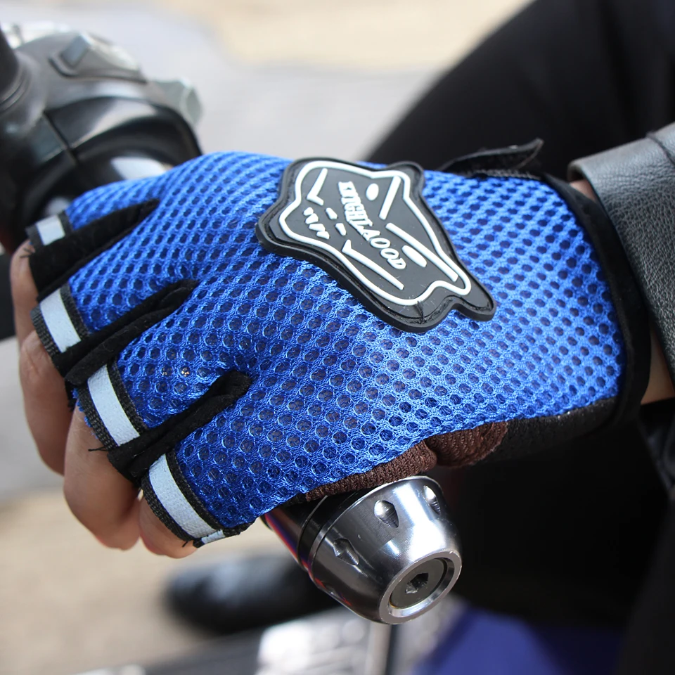 Gants de moto en maille respirante pour hommes et femmes, style demi-doigt, mitaines de fitness, taille réglable, sports de plein air, mode, été,