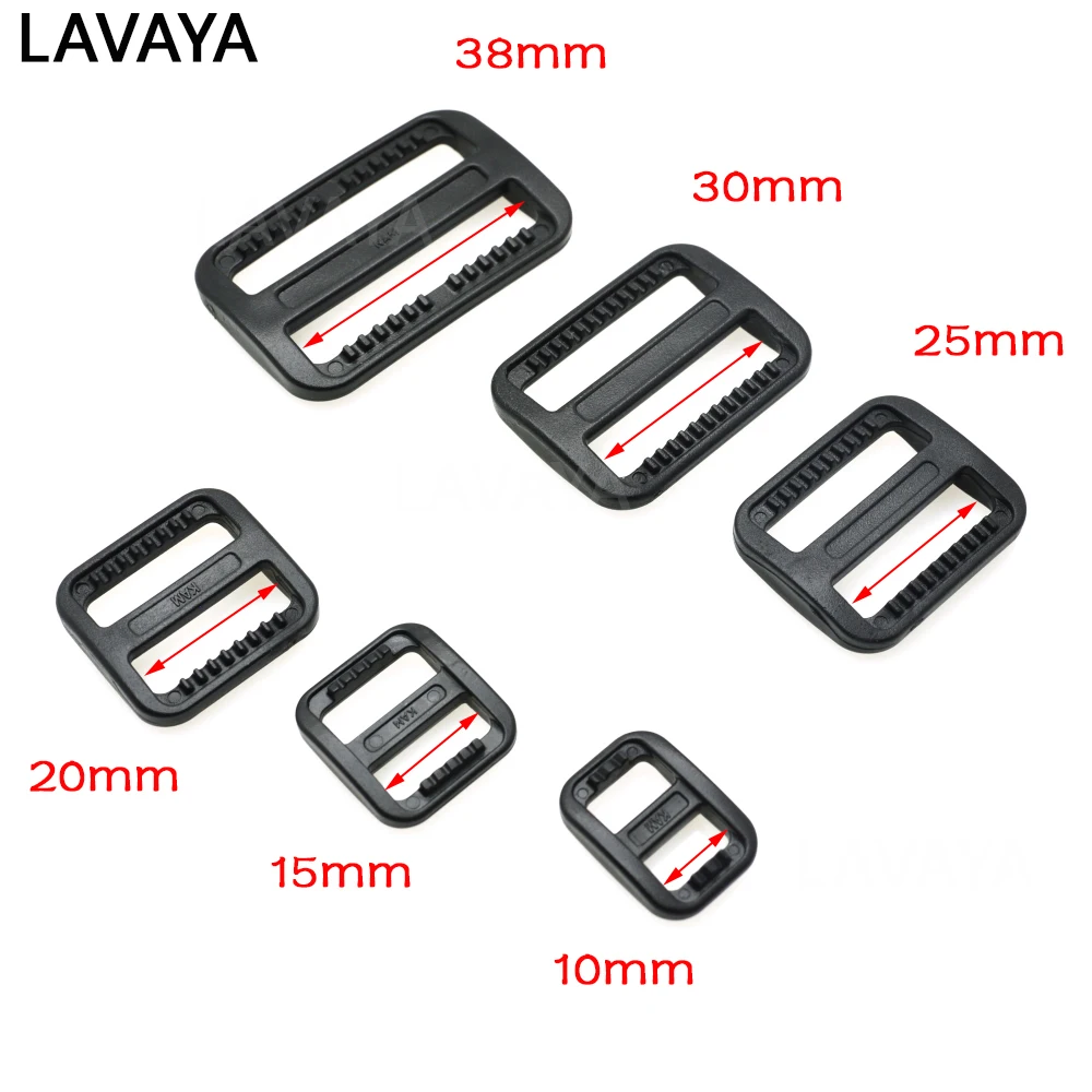 10pcs Plastic Tri-Glides Slider Adjustable Buckle Moll Tactical Bag Parts Webbing Size 10mm 15mm 20mm 25mm 30mm 38mm