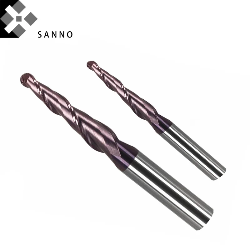 HRC60 taper end mill can be customized tapered end mills cnc tungsten steel ball nose coating milling cutter