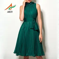 ANTI Summer Women Dark Green Chiffon Dress Elegant Mother Of The Bride Dresses For Wedding Party Knee Length Vestido De Festa