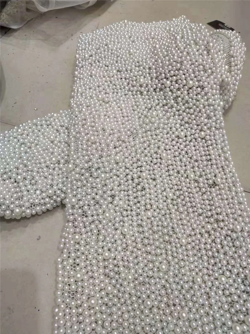 

Newest French Material with Full Beads H-12308 High Quality Embroidered Lace Fabric for Fashion Decoration