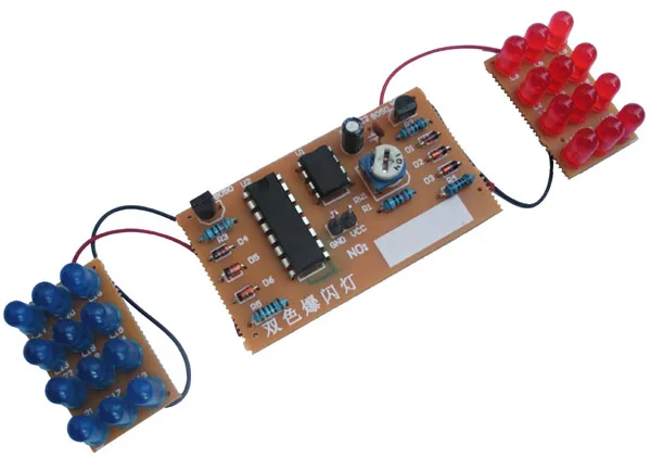 1. introdução. Esta suíte adota o circuito claro da simulação feito com ne555 e cd4017, o diodo emissor de luz azul e o diodo emissor de luz vermelho piscaram altern