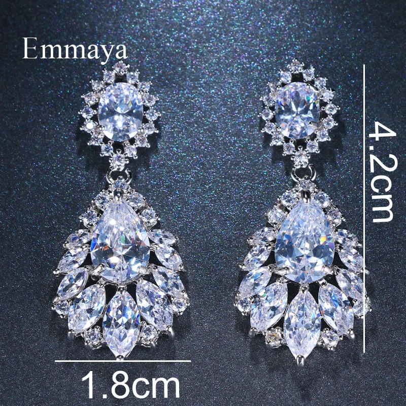 Emmaya Luxury 3 Colors Charm Shinny AAA Cubic Zirconia Dangle Earrings for Women Party Jewelry Best Gift