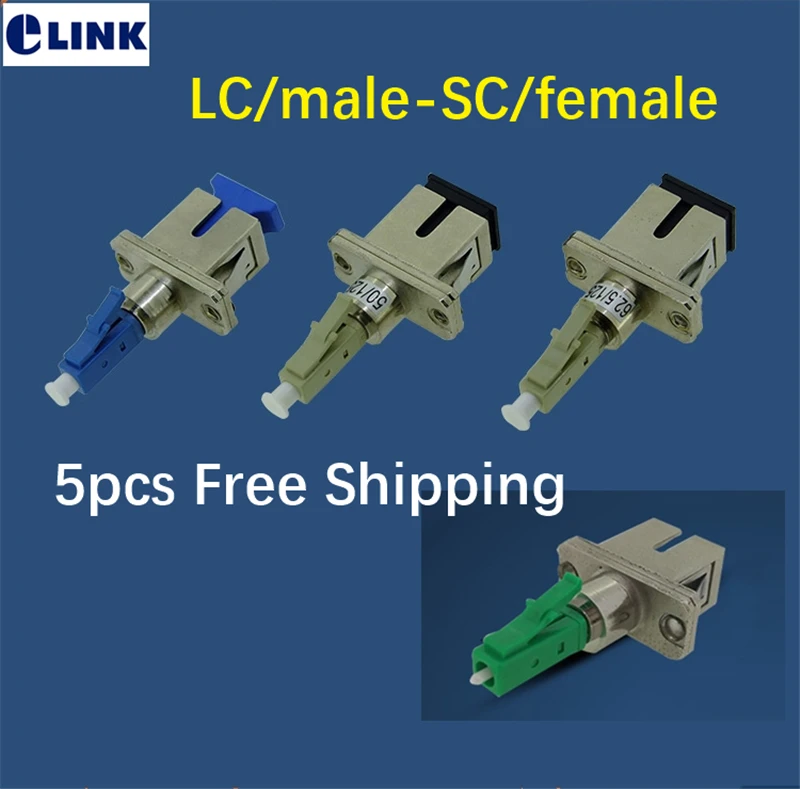 LC-SC male to female hybrid FM adapter SM MM fiber optic connector ftth coupler VFL use free shipping factory supply ELINK 5pcs