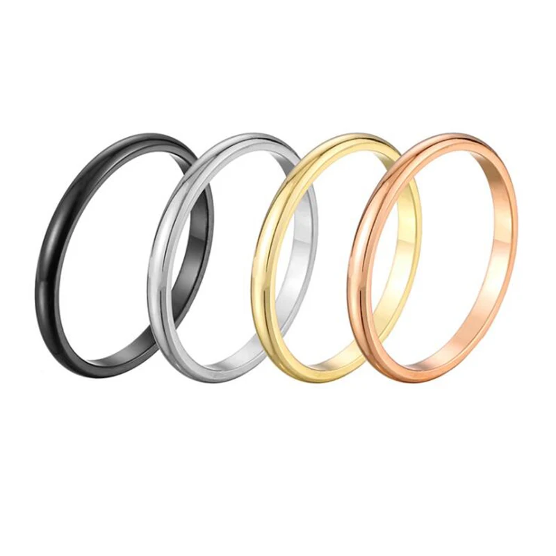 Small Stainless Steel Rings for Women Black Rose Gold Silver Color Tail Ring Fashion Jewelry Wholesale