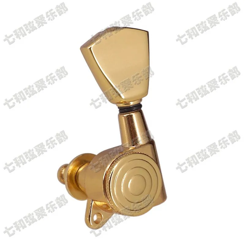 Ein Set mit 6 Stück goldfarbenen, verriegelbaren Gitarren-Stimmwirbeln, Stimmmechaniken für akustische und elektrische Gitarren, Zubehörteile. – Detail 5