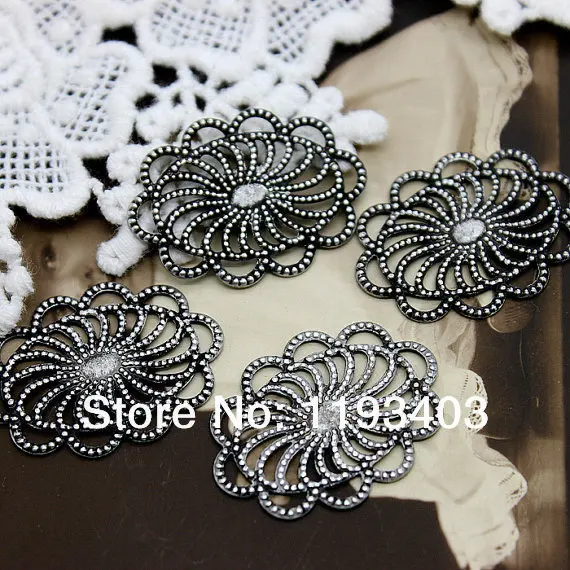 19x26  mm 10PCS Antiqued Silver plated  brass Filigree Jewelry  Setting Cab Base Connector Finding (FILIG-AS-5)