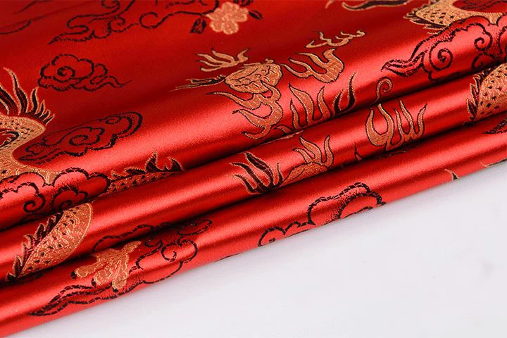 Red Dragon Metallic Jacquard Brocade Fabric,3D jacquard yarn dyed fabric for clothing,bedding,bag,curtain