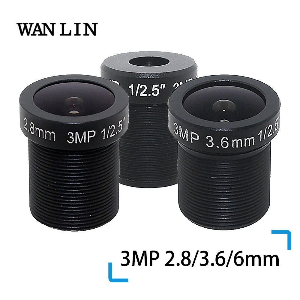 

WANLIN 3MP 2.8/3.6/6mm CCTV LENS Security Camera Lens M12 Aperture F1.8, 1/2.7" Image Format Surveillance Camera Lens HD