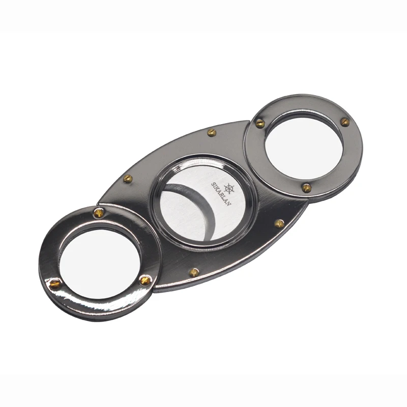 titanium enamel Cigar Cutters exclusive 8 Round Design cigar Cutter GUN METAL COLOR Cigar Accessories tobacco cutting W Gift Box