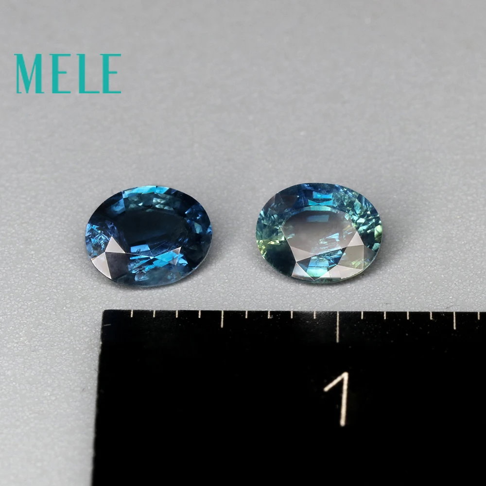 Piedras preciosas sueltas de zafiro azul Natural para fabricación de joyas, 3x4-3x5mm, óvalo, 0,3-0.9ct, 2 piezas, joyería fina de alta calidad