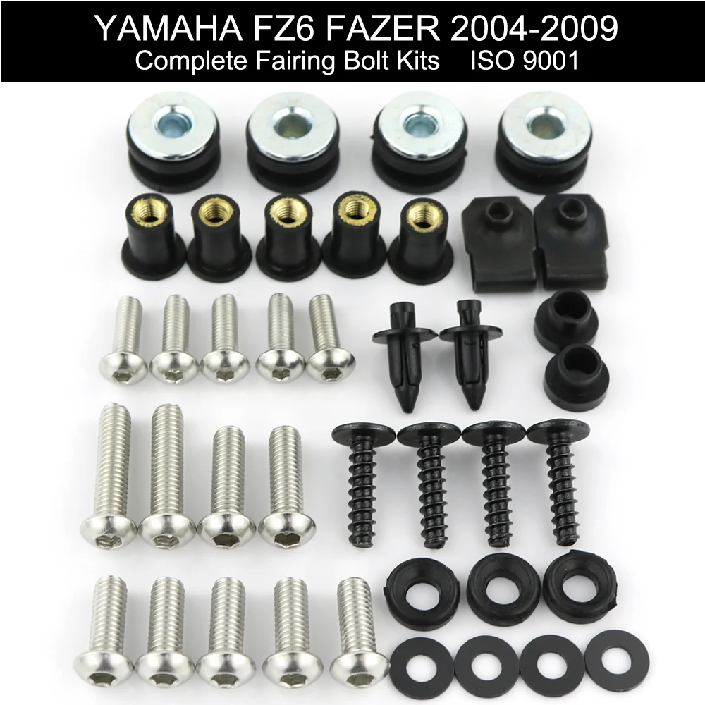 

Fit For Yamaha FZ6 Fazer 2004-2009 Motorcycle Full Fairing Bolts kit Bodywork Screws Speed Nut Clips Stainless Steel