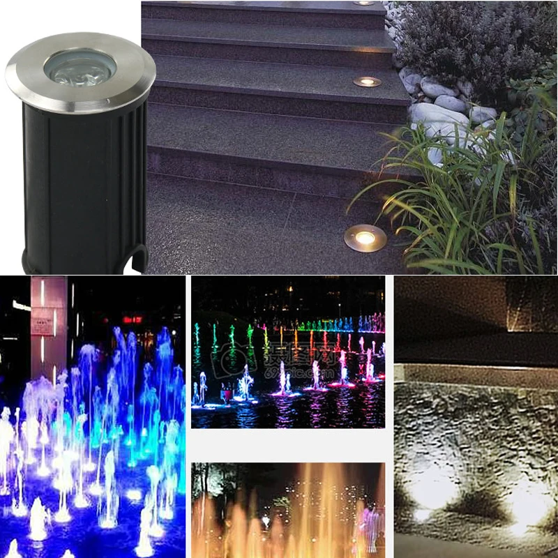 3W Waterproof LED Underground Light Outdoor Ground Garden Path Floor Buried Yard Spot Landscape  IP65 DC12V AC220V
