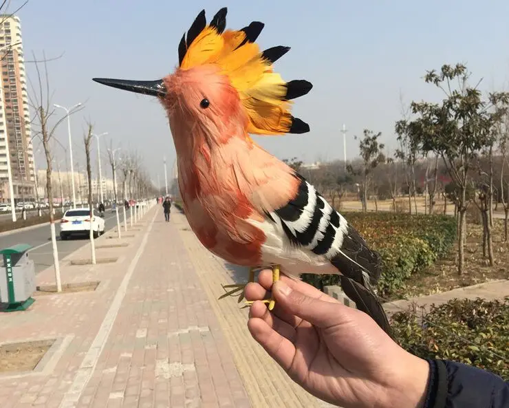 simulation hoopoe bird model foam&feathers large 35cm feathers hoopoe handicraft,home garden decoration gift a2559