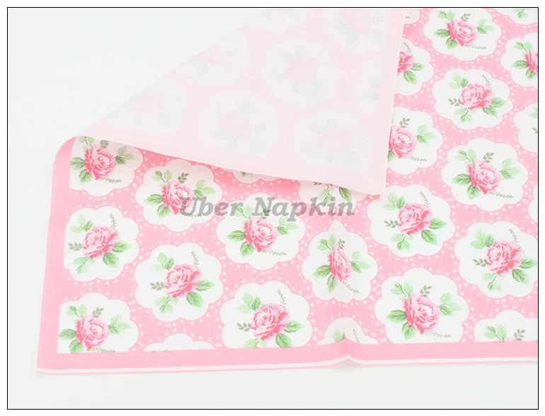 [RainLoong] 33cm*33cm Pink Rose Paper Napkins Festive & Party Tissue Napkins Decoration Guardanapo 2 layers 1 pack (20pcs/pack)