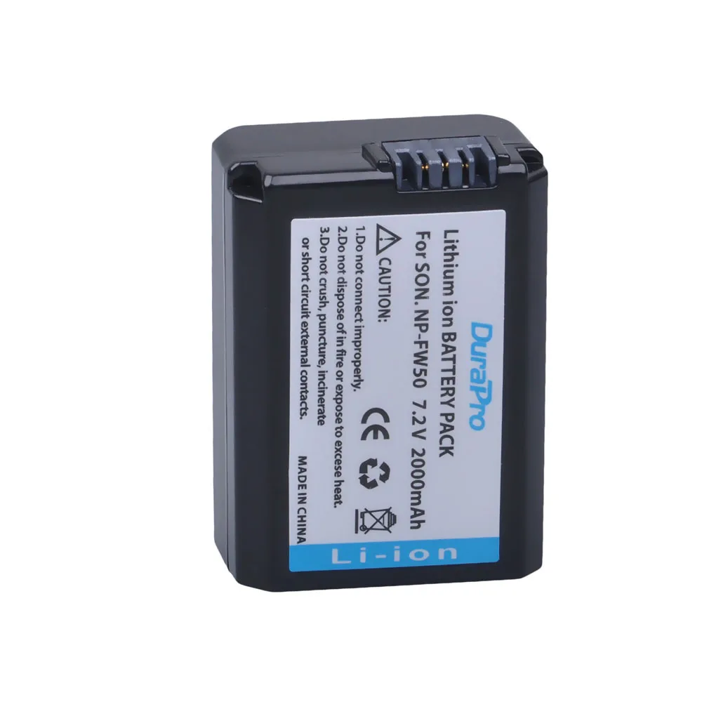 

DuraPro 2000mAh NP-FW50 Bateria NPFW50 NP FW50 Battery for Sony A6000 A6400 A6300 A6500 A7 A7II A7RII A7SII A7S A7S2 A7R