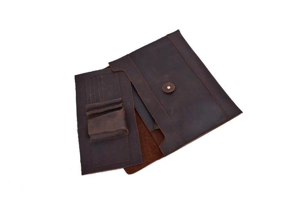 Vintage Crazy Horse Genuine Leather Men Shoulder Bag Leather Messenger Bags Men\'s Casual Crossbody Bag IPAD Bags Clutch Brown