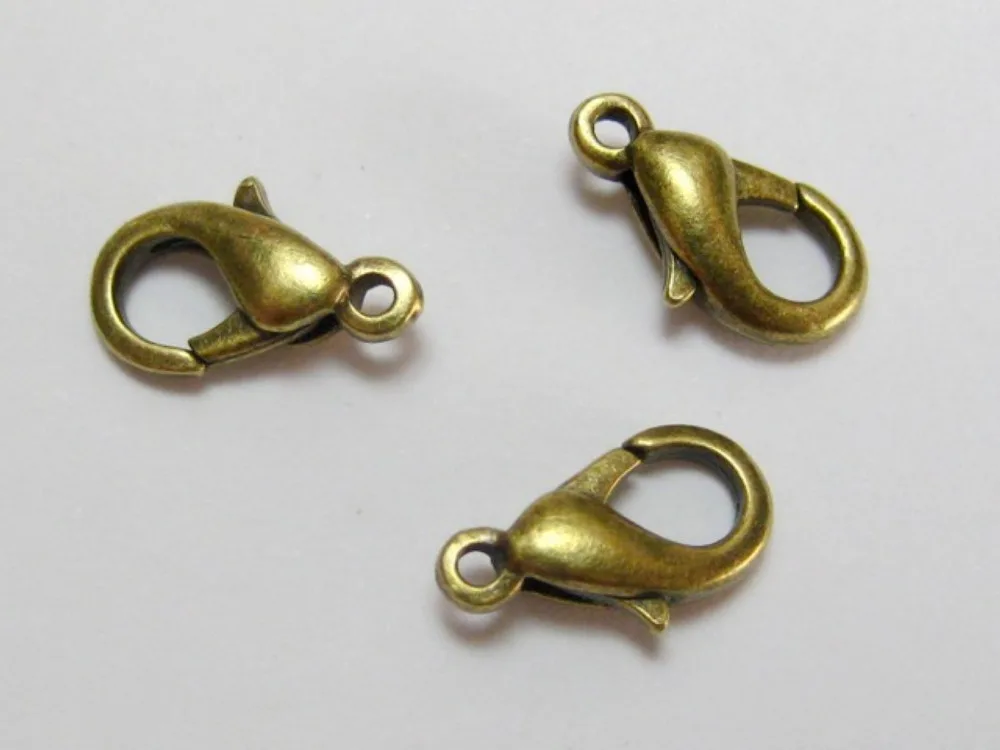 

100 Bronze Tone Jewelry Lobster Clasp Findings 12X6mm