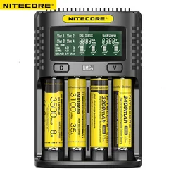 NITECORE UMS4 caricabatterie USB Multi-compatibile a quattro Slot QC a ricarica rapida 4A di grandi dimensioni