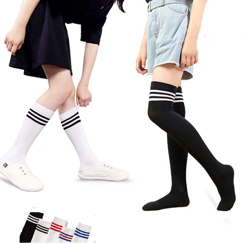 2019 New Children Socks for Kids Girls Boys Knee Cotton High Socks Children School Football Sports Striped Style 1-16 Years