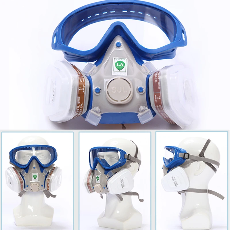 Gas mask with glasses full face protective mask Silicone carbon filter mask paint spray gas boxe protect mask suit