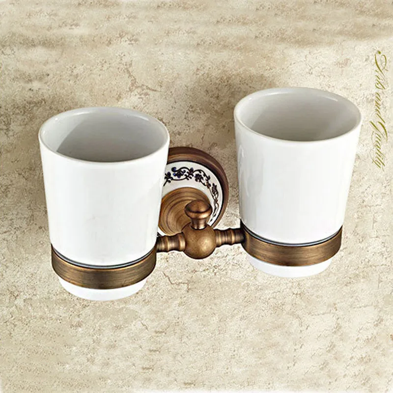 

Brass antique porcelain Double tumbler cup holder toothbrush holder bathroom accessory sanitary ware bathroom furniture toilet