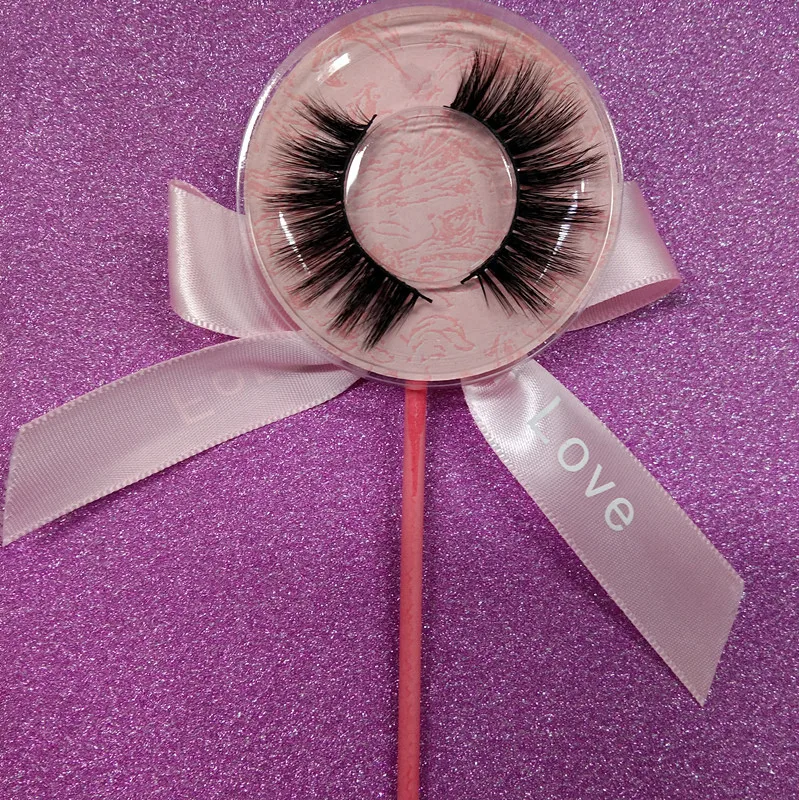 

10 pair Hot Style Mink Eyelash With Colorful Lollipop Package Accept Private Label Real Mink Eyelashes Hand Made Factory