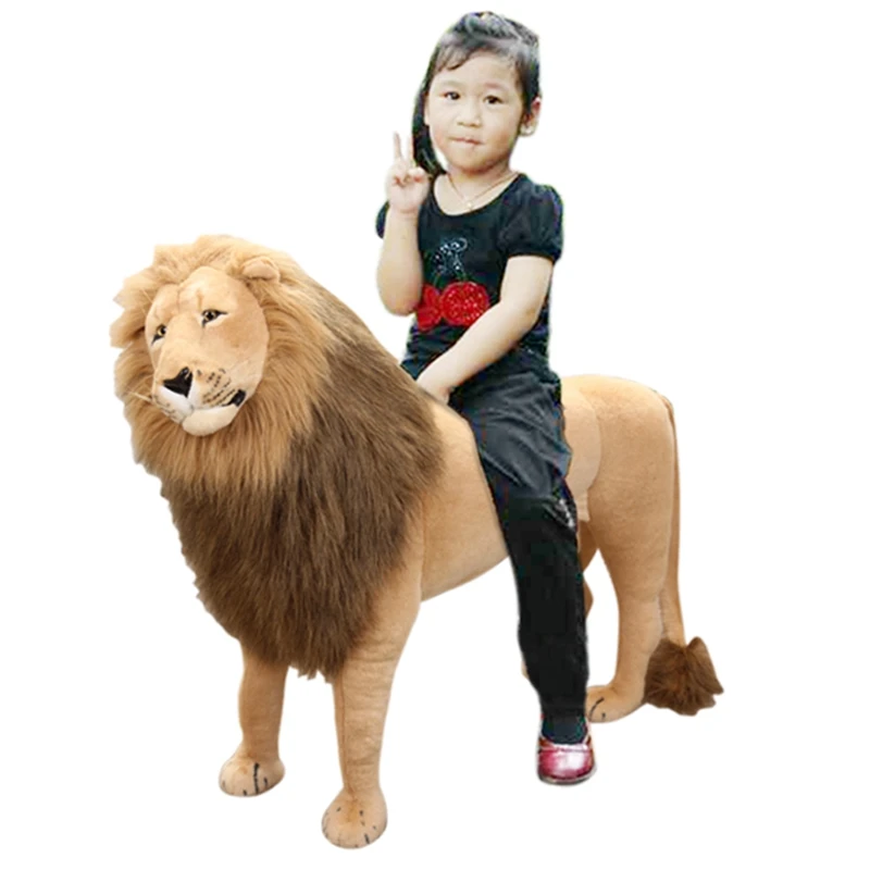 Dorimytrader Simulation Forest Animal Lion Plush Toy Large Stuffed Standing Model House Decoration for Children Gift 43inch