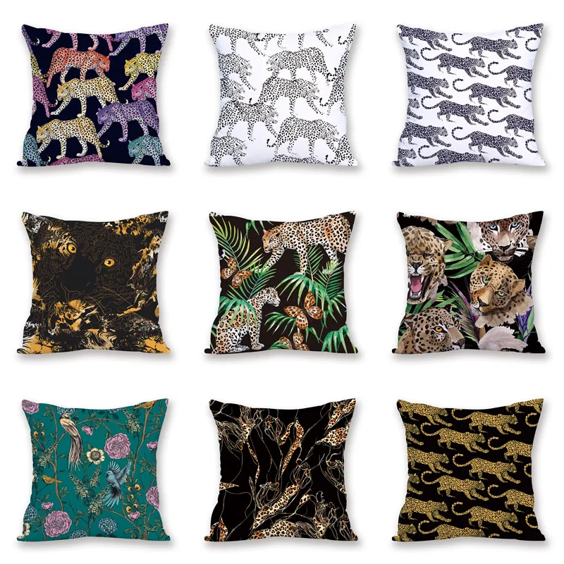 Design Animal Cushion Cover Jaguar Home Decorative Cushions Car Seat Cover Throw Pillows Print Custom Cover Cushion Pillowcase