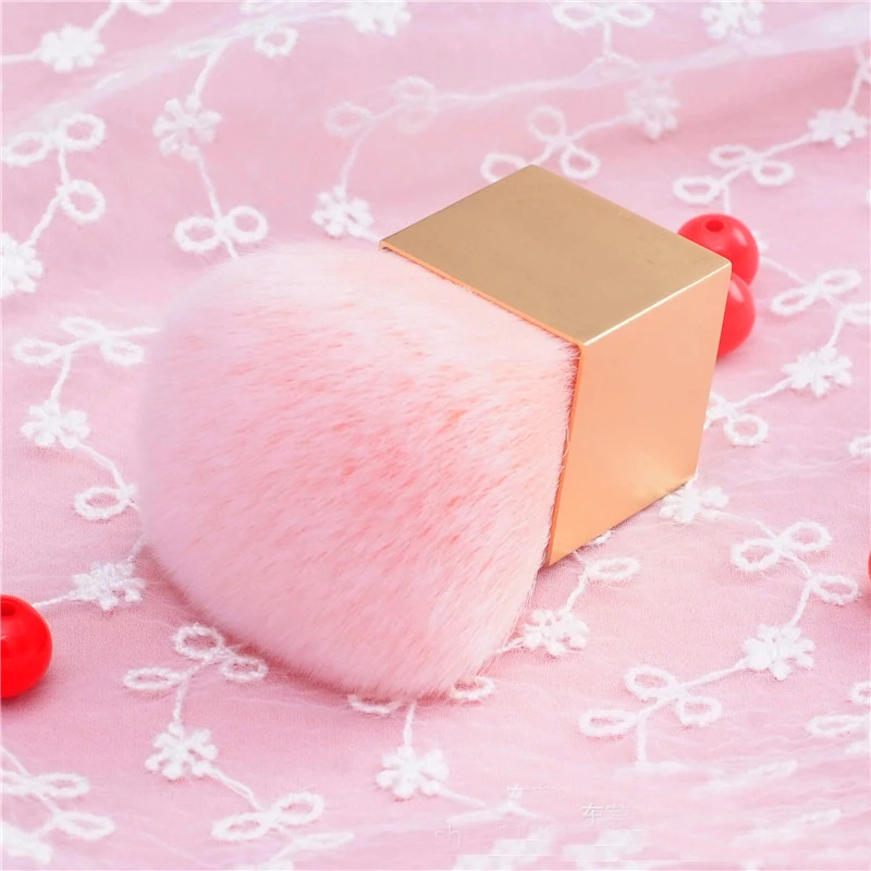 70mm Pink Hair Short Square Aluminum Handle Professional Cleaning Nail Dust Polish Art Blush Powder Brush Tool Accessory Product