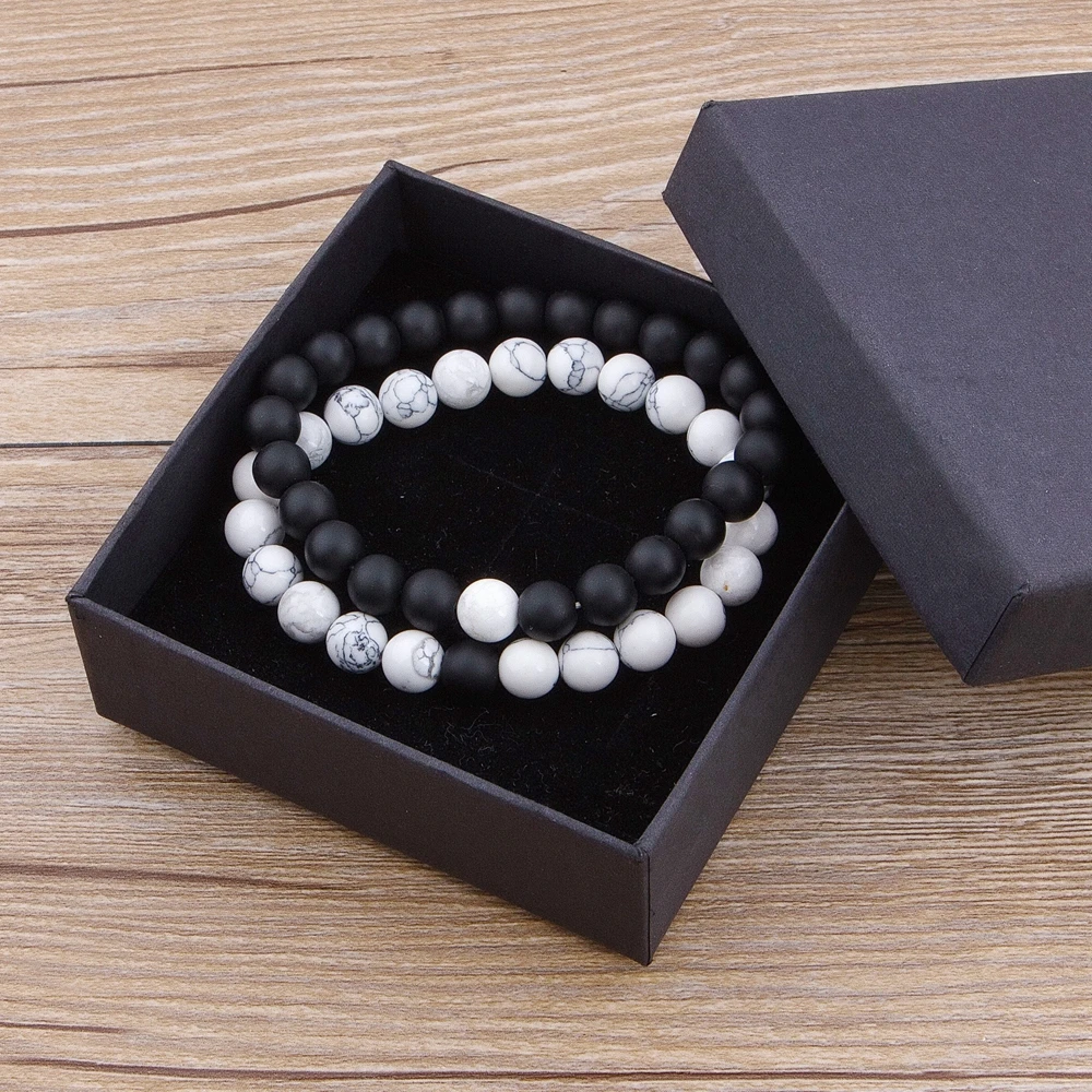 XQNI New Accessories Combination Jewelry Yin Yang Beaded Bracelets For Men Women Colorful Bracelets For Birthday Fashion Gift