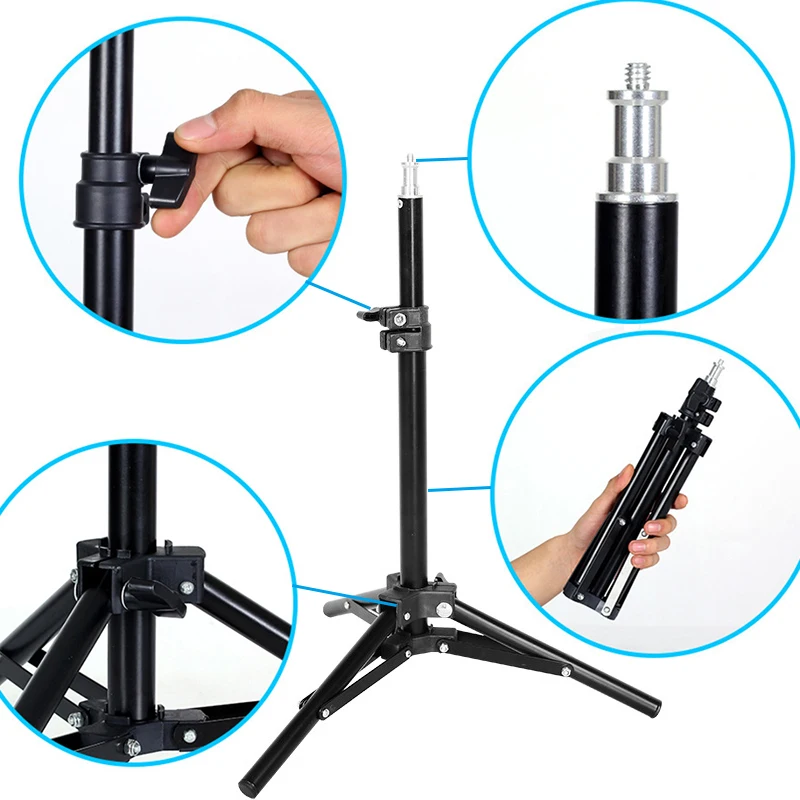 Tabletop Mini Tripod with Multi-position Bracket Phone Holder for Video Bloggers Stands with LED Flash for Live Streaming