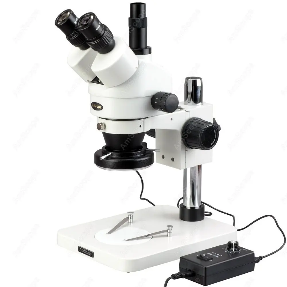 Dissecting Zoom Stereo Microscope-AmScope Supplies 7X-45X Trinocular Inspection Dissecting Zoom Stereo Microscope+ 144-LED Light