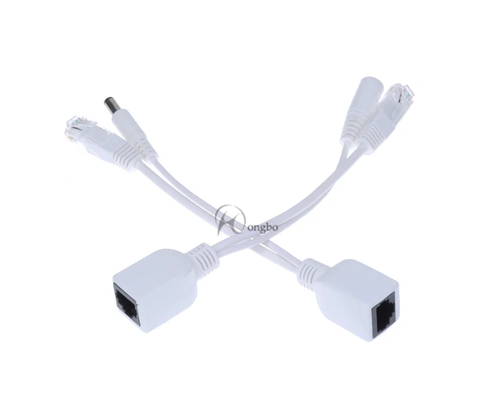 10Pairs/lot Power Over Ethernet Passive PoE Injector Splitter Adapter Cable Kit New white POE cable POE splitter