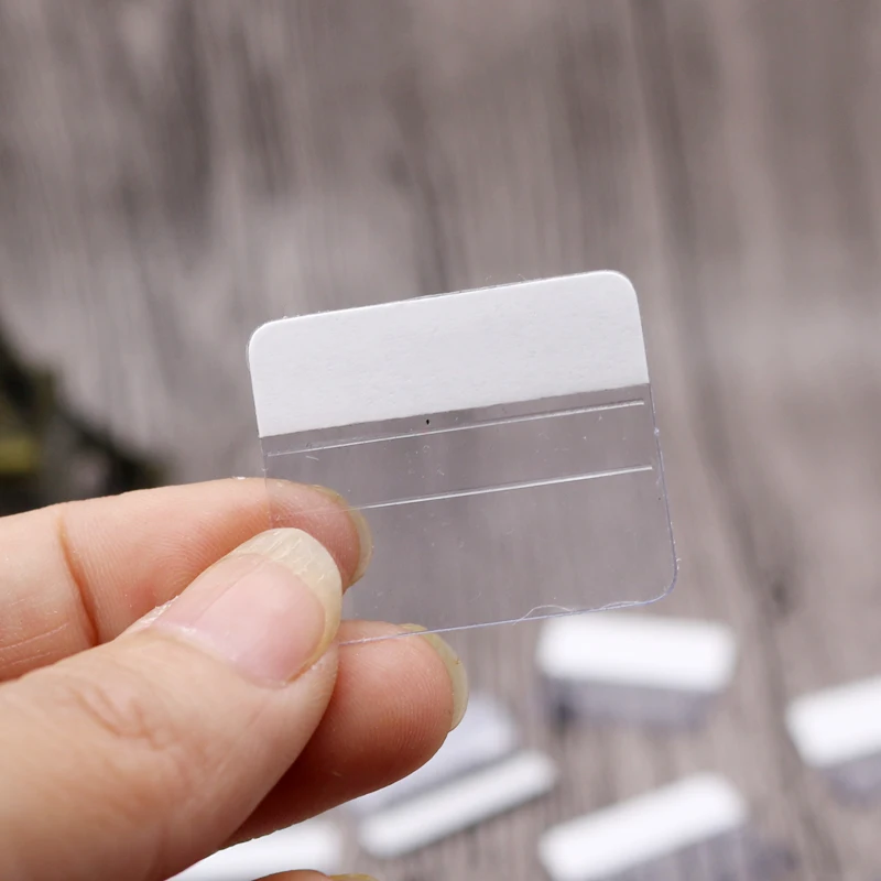 Plastic Card PVC Hook Jewelry Display Card Tags 500pcs 3*2.5cm Clear Adhesive Hanging Sticker DIY Jewelry Accessories