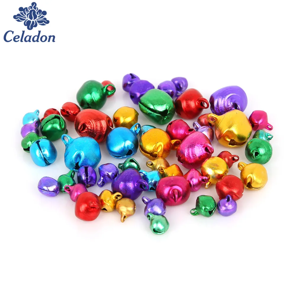 Cuentas sueltas de colores mezclados de 6MM y 200 piezas, cascabeles pequeños para decoración de fiesta, árbol de Navidad, accesorios para manualidades