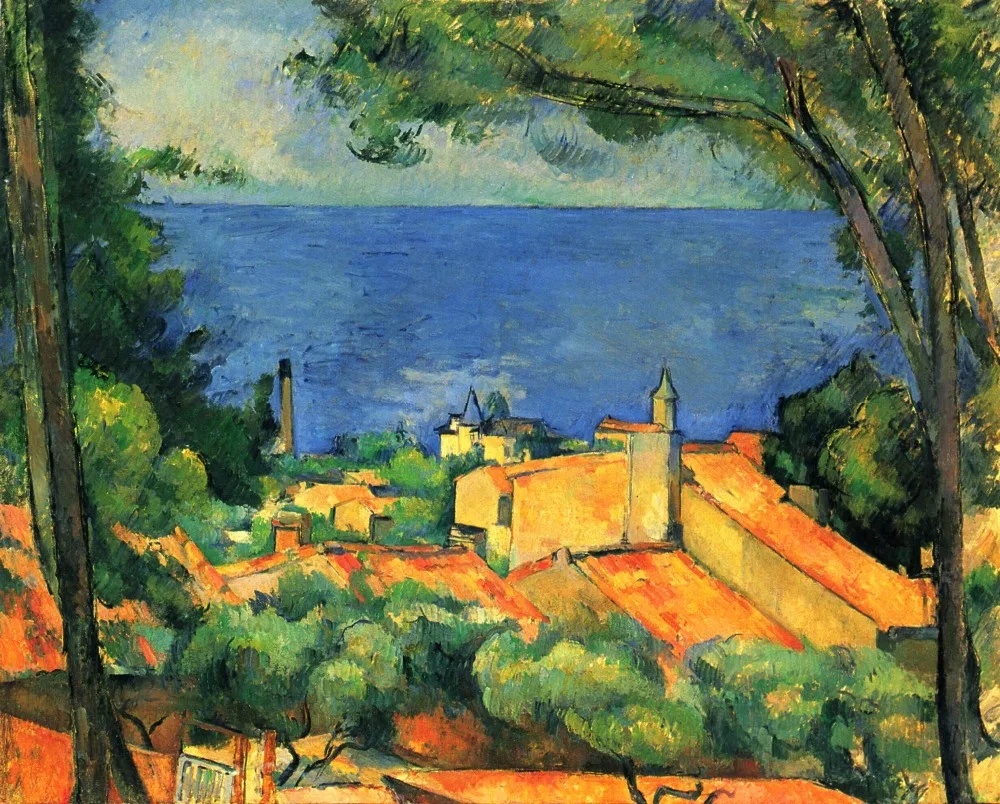 

100% hand made Oil Painting Reproduction on linen canvas,l-estaque-with-red-roofs-1885 by paul Cezanne,landscape oil painting