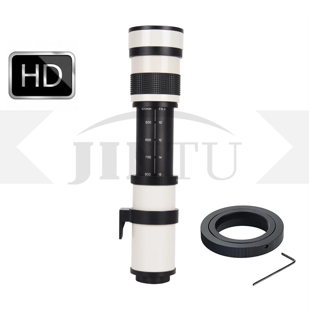 JINTU 420-800mm F/8.3 MF teleobiektyw zmienoogniskowy zestaw dla Nikon D3000 D3100 D3200 D3300 D3400 D5000 D5100 D5200 D5300 D5500 D5600 D80