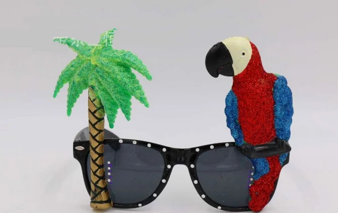 

COCKTAIL Hawaiian Flamingo Parrot Glasses Sunglasses Tropical Beach BBQ Fancy Dress Hen Stage Party Prop Novelty Holiday eyewear