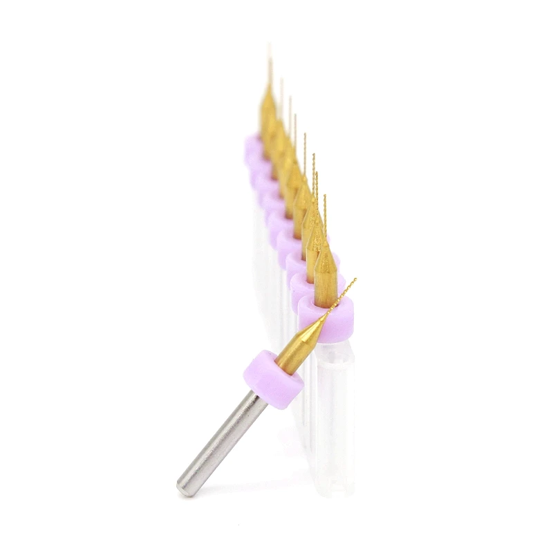 10pcs 0.2-1.2mm titanium coated carbide drill engraving knife milling cutter CNC cutting machine for PCB engraving tools