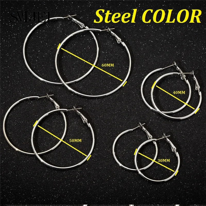 SMJEL Trendy Large Hoop Earrings Big Smooth Circle Earing Basketball Brincos Celebrity Brand Loop Earring for Women Jewelry 2020