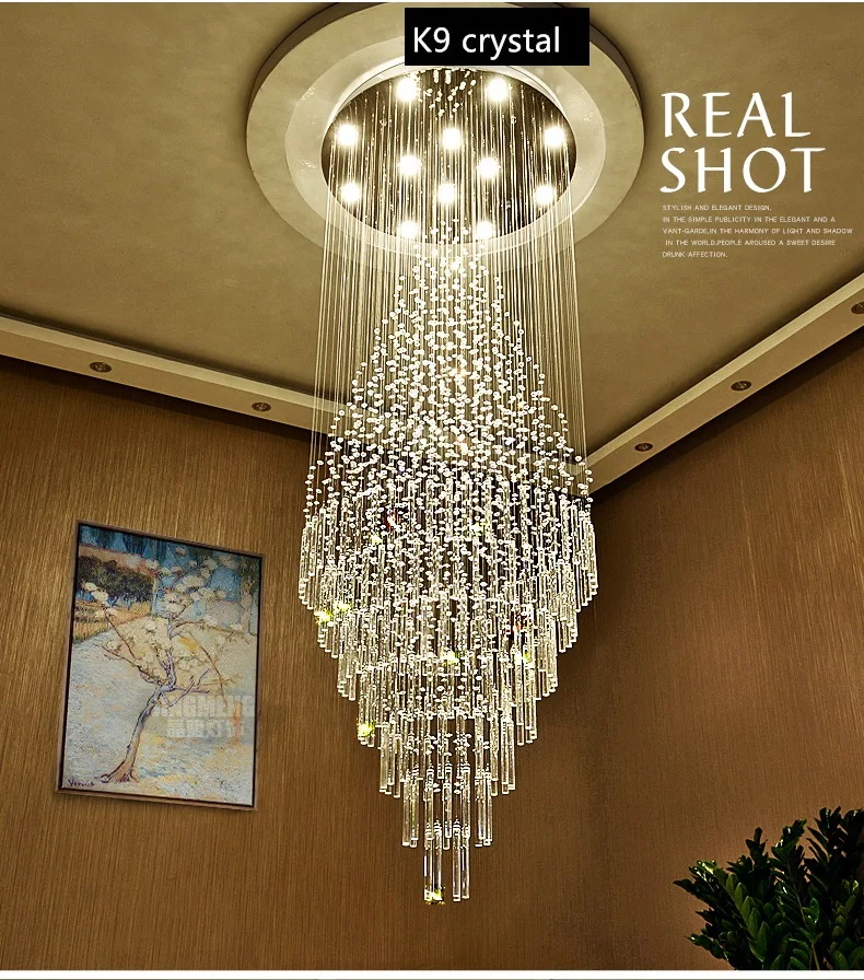 

Crystal LED Pending Lighting Fixtures Duplex Luxur villa Hanging Lamp Lamparas De Techo Colgante Moderna Fashion Stair Lustre