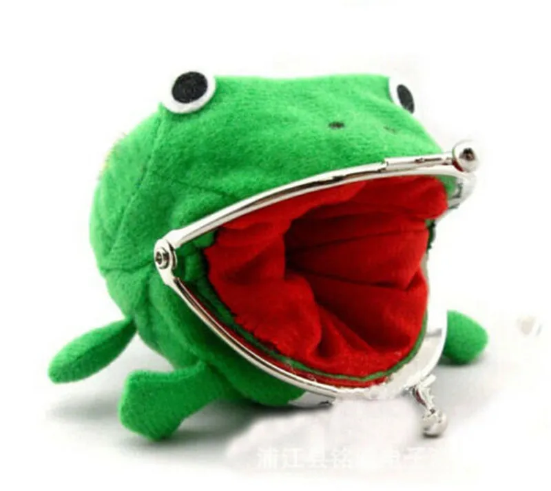 Unisex Kids Coin Purse Frog Shape Cosplay Green Animal Coin Purse Wallet For Boys And Girls Soft Furry Plush Purse Gift