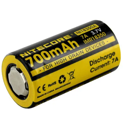 1pcs Nitecore NI18350A IMR 18350 IMR18350 700mAh 7A 3.7v Battery for High Drain Devices