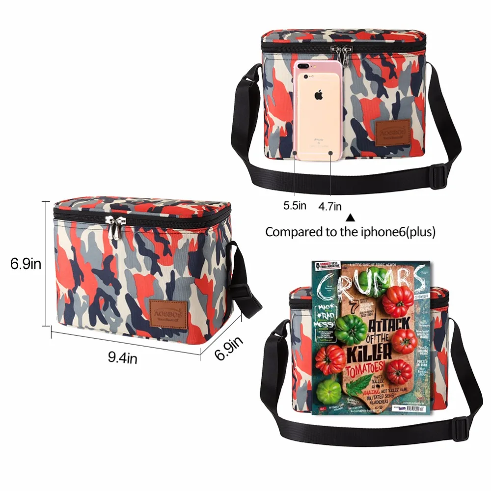 Aosbos Newest Shoulder Cooler Bag Camo Picnic Bags For Food Drink Fruit Trips Insulation Thermal Bag for Women men Ice Pack