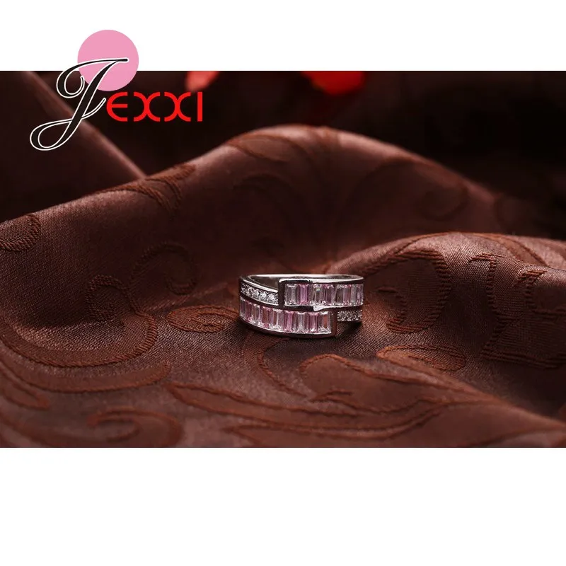 Charms Sterling Silber einfache Zirkel Mosaik Zirkonia Stein Ring für Frauen weibliche beste Geschenke Anillo Schmuck