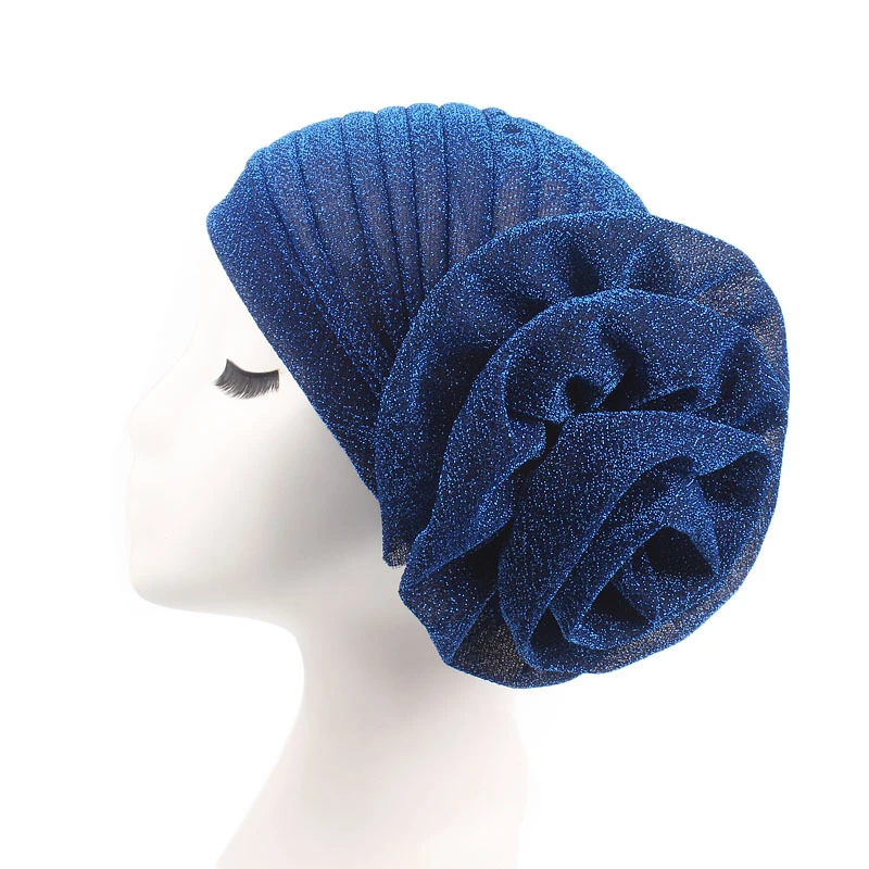 Women Hat Arab Indian Muslim Flower Hijab Headwrap Hat Headwear Islamic Turban Elastic Glitter Abaya Turban Inner Cap Bonnet New