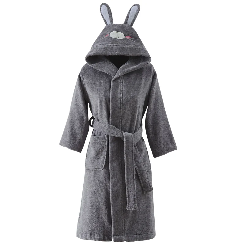 Bathrobe Kids 100% Boys Robe for Children Cotton  Warm Lengthen Robe Thicken Hooded Dressing Gown Men Towel Fleece Pajamas