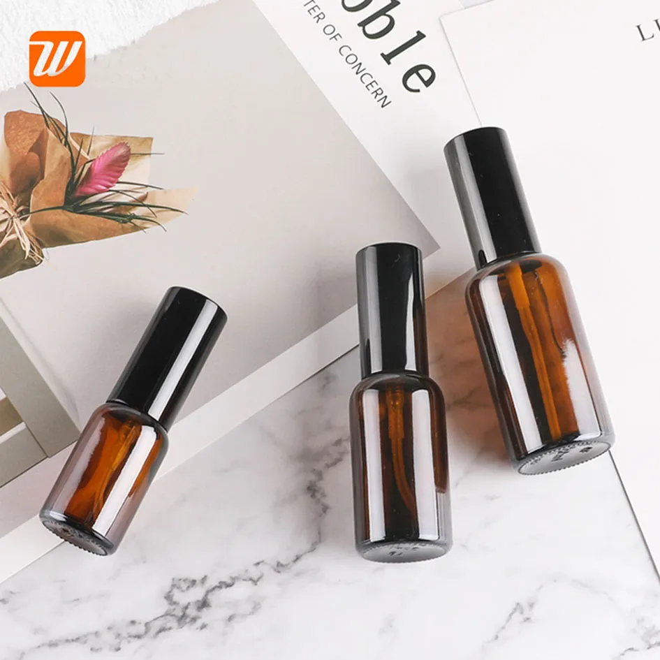 50 cái/lốc 10ml 15ml 20ml 30ml 50ml Báo Chí kính Nâu Chai xịt Hổ Phách Enssential Dầu bình sữa, lưu trữ Dispay Mẫu Chai